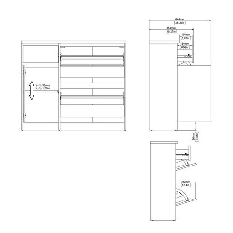 Functional Shoe Cabinet with Spacious Design in Concrete Grey and White