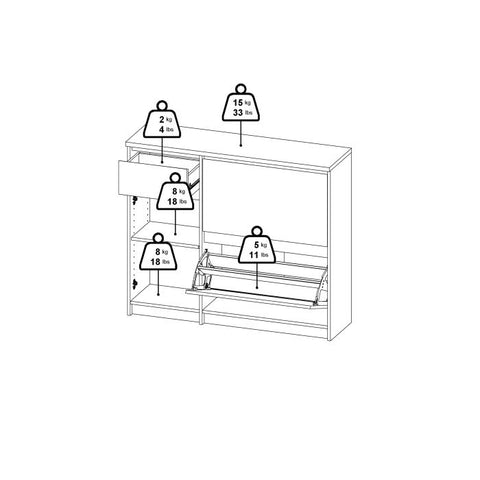 Functional Shoe Cabinet with Spacious Design in Concrete Grey and White
