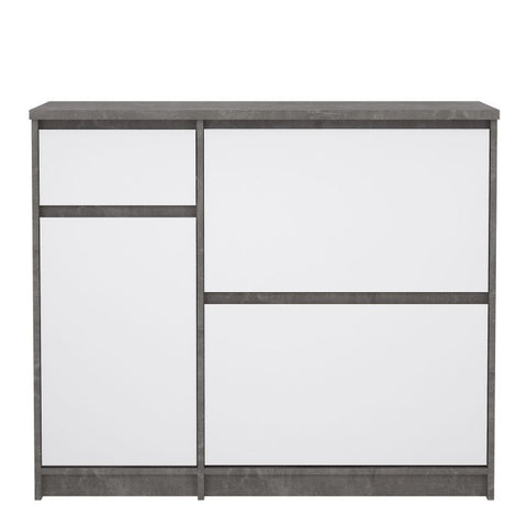 Functional Shoe Cabinet with Spacious Design in Concrete Grey and White