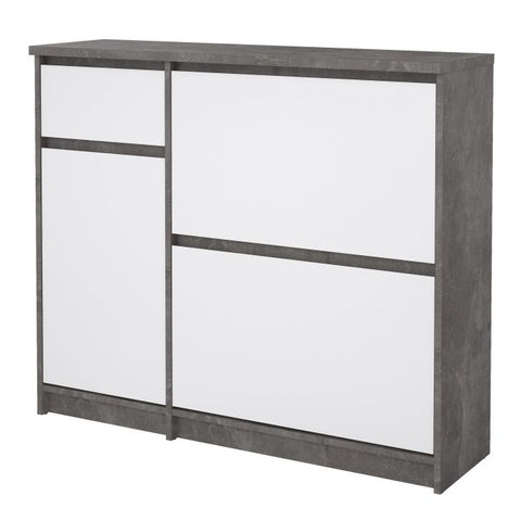 Functional Shoe Cabinet with Spacious Design in Concrete Grey and White