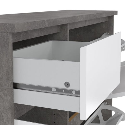 Functional Shoe Cabinet with Spacious Design in Concrete Grey and White