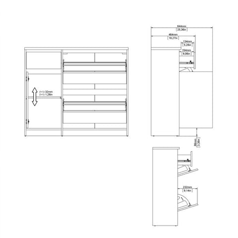 Elegant Spacious Shoe Cabinet with Storage Drawer and Flip Down Doors