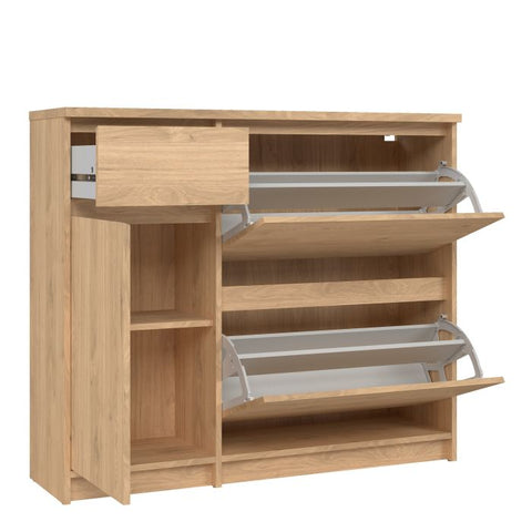 Elegant Spacious Shoe Cabinet with Storage Drawer and Flip Down Doors