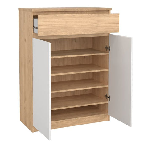 Stylish and Practical Shoe Cabinet with Multiple Storage Shelves and Drawer Storage in White
