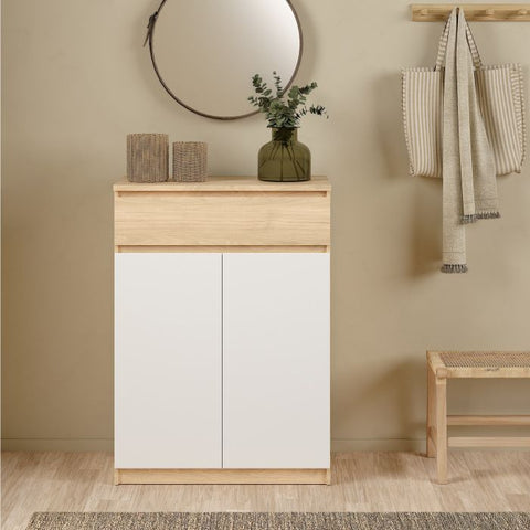 Stylish and Practical Shoe Cabinet with Multiple Storage Shelves and Drawer Storage in White
