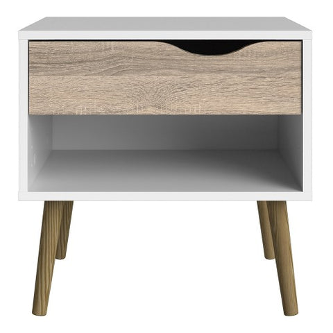 Compact 1-Drawer Drammen Bedside Table with 50cm Width