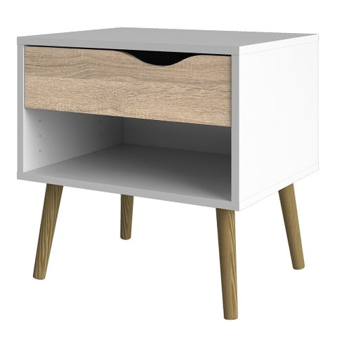 Compact 1-Drawer Drammen Bedside Table with 50cm Width