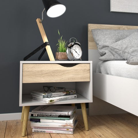 Compact 1-Drawer Drammen Bedside Table with 50cm Width