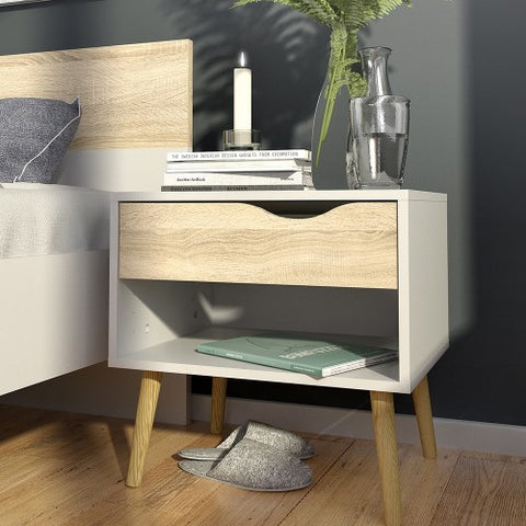 Compact 1-Drawer Drammen Bedside Table with 50cm Width
