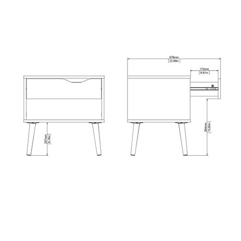 Compact 1-Drawer Drammen Bedside Table with 50cm Width