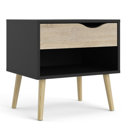 Compact 1-Drawer Drammen Bedside Table with 50cm Width