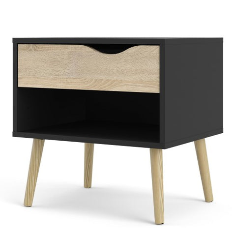 Compact 1-Drawer Drammen Bedside Table with 50cm Width