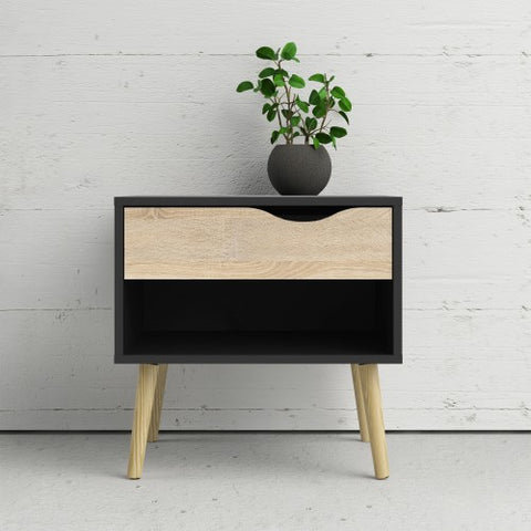 Compact 1-Drawer Drammen Bedside Table with 50cm Width