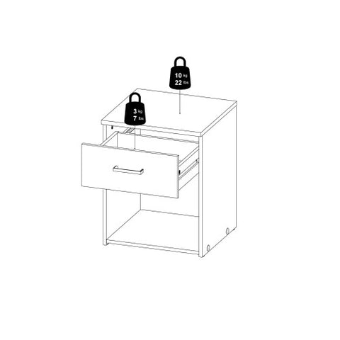 Classy Bedside Table with 1 Drawer in 37cm Width
