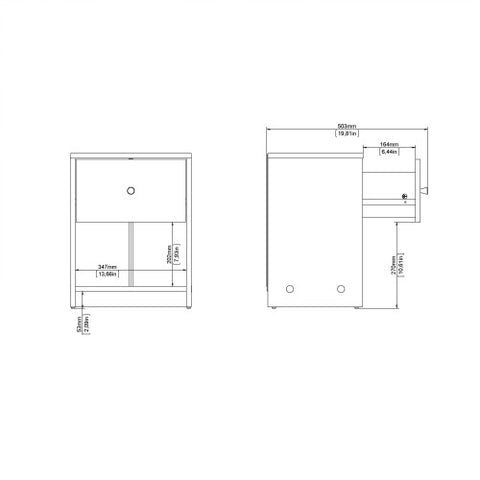 Simply Bedside Table with 1 Drawer and 1 Shelve