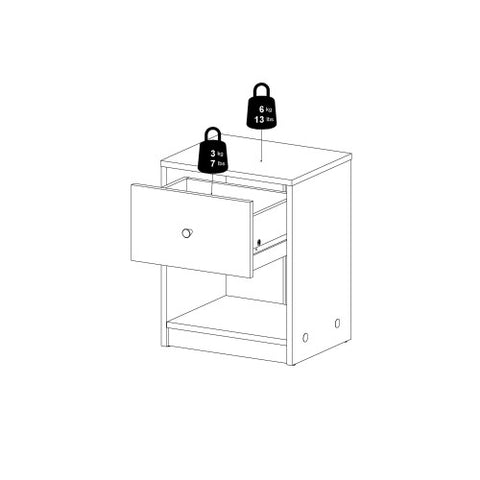 Simply Bedside Table with 1 Drawer and 1 Shelve