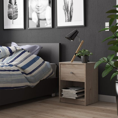 Simply Bedside Table 1 Drawer in Coffee or Truffle Oak or Grey or Jackson Hickory Oak