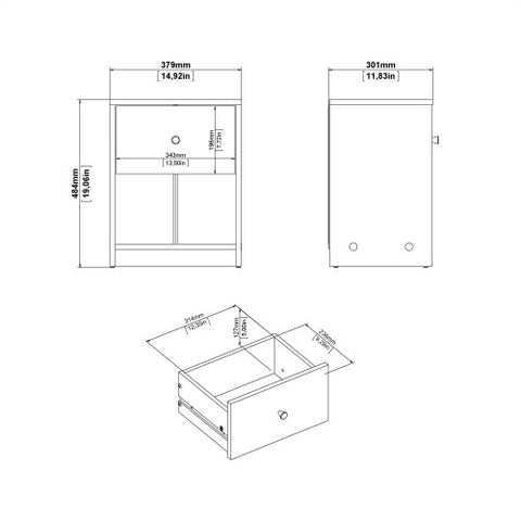 Simply Bedside Table with 1 Drawer and 1 Shelve
