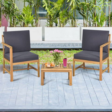 Garden Wooden Chair and Table Set with soft Cushions and Sturdy Design
