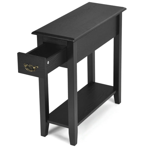 Compact and Elegant Rubber Wood Side Table with 2 Tier Design and Ample Storage
