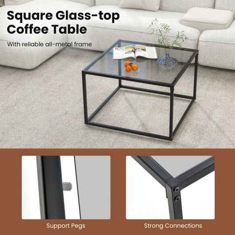 Functional and Stylish Coffee Table with Tempered Glass Top