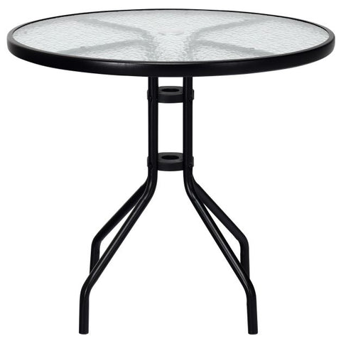 Patio 70cm Tempered Glass Table with Metal Frame and Sturdy Design