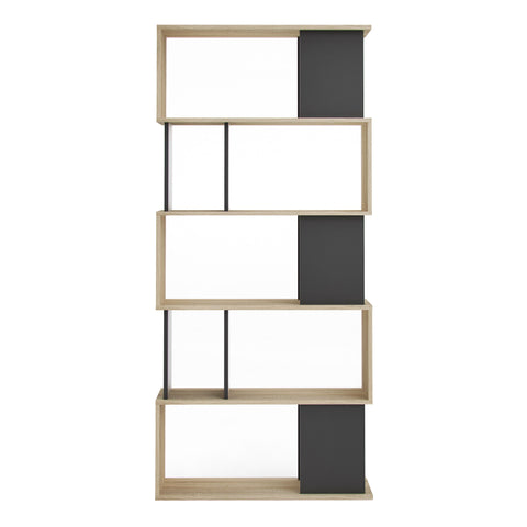 Stylish Modern Two-Tone Bookcase with Multiple Shelves and Asymmetrical Design