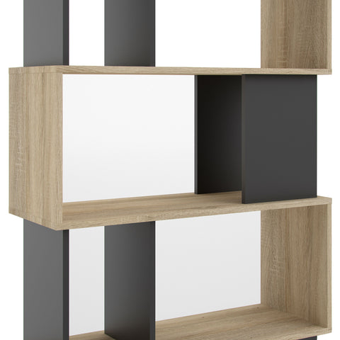 Stylish Modern Two-Tone Bookcase with Multiple Shelves and Asymmetrical Design