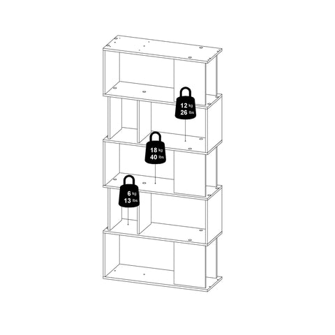 Stylish Modern Two-Tone Bookcase with Multiple Shelves and Asymmetrical Design
