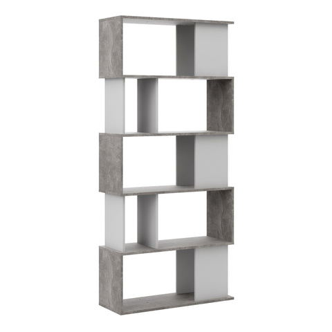 Stylish Modern Two-Tone Bookcase with Multiple Shelves and Asymmetrical Design