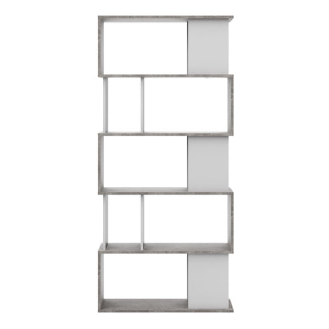 Stylish Modern Two-Tone Bookcase with Multiple Shelves and Asymmetrical Design