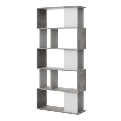 Stylish Modern Two-Tone Bookcase with Multiple Shelves and Asymmetrical Design