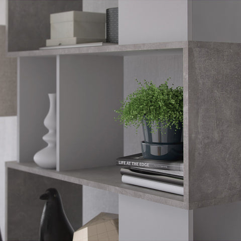 Stylish Modern Two-Tone Bookcase with Multiple Shelves and Asymmetrical Design