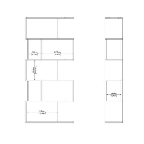 Stylish Modern Two-Tone Bookcase with Multiple Shelves and Asymmetrical Design