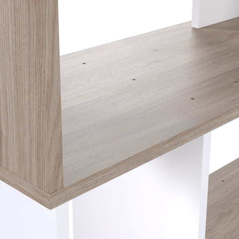 Stylish Modern Two-Tone Bookcase with Multiple Shelves and Asymmetrical Design