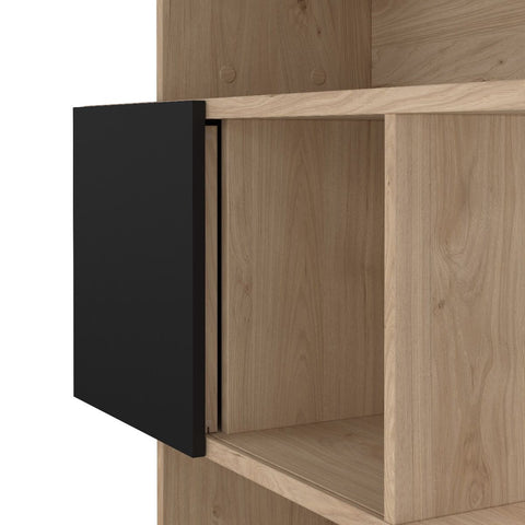 Stylish Two-Tone Bookcase with Multiple Shelves and Asymmetrical Design