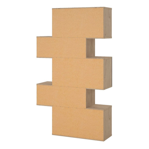 Stylish Two-Tone Bookcase with Multiple Shelves and Asymmetrical Design