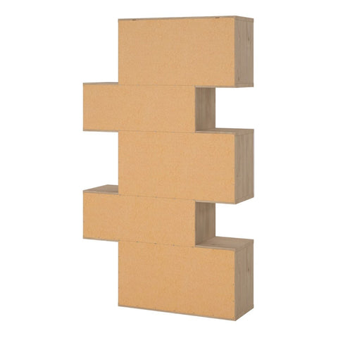 Stylish Two-Tone Bookcase with Multiple Shelves and Asymmetrical Design