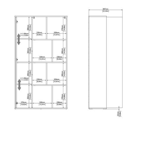 Stylish Two-Tone Bookcase with Multiple Shelves and Stylish Glossy Finish
