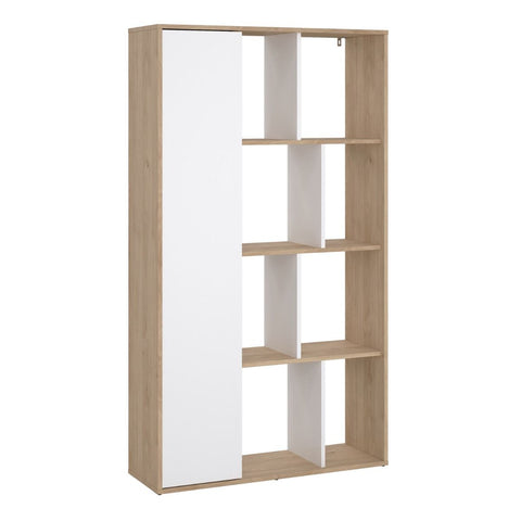 Stylish Two-Tone Bookcase with Multiple Shelves and Stylish Glossy Finish