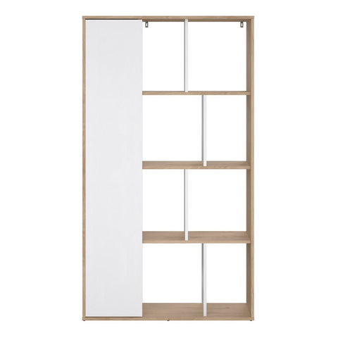Stylish Two-Tone Bookcase with Multiple Shelves and Stylish Glossy Finish