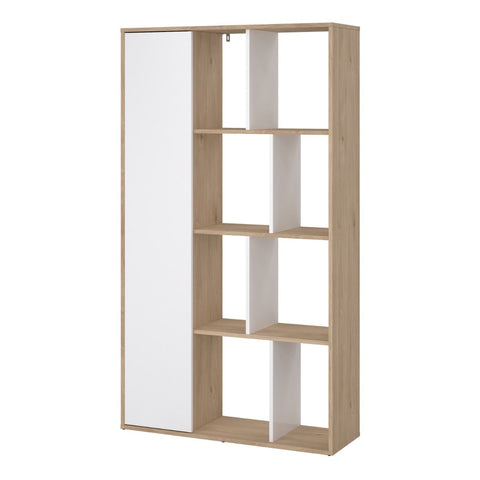 Stylish Two-Tone Bookcase with Multiple Shelves and Stylish Glossy Finish