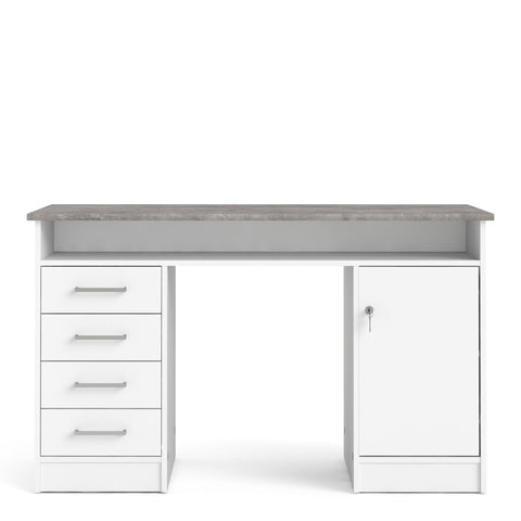Modern Minimalist Working Desk with Easy Gliding Drawers and Storage Shelves