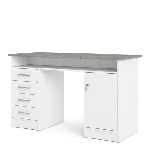 Modern Minimalist Working Desk with Easy Gliding Drawers and Storage Shelves