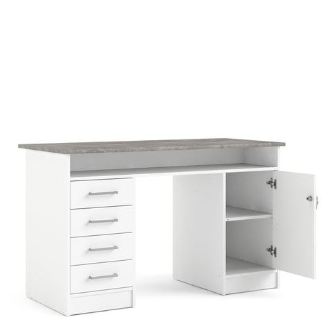 Modern Minimalist Working Desk with Easy Gliding Drawers and Storage Shelves