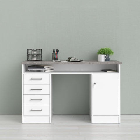 Modern Minimalist Working Desk with Easy Gliding Drawers and Storage Shelves