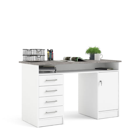Modern Minimalist Working Desk with Easy Gliding Drawers and Storage Shelves