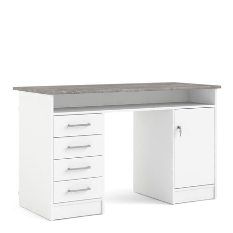 Modern Minimalist Working Desk with Easy Gliding Drawers and Storage Shelves