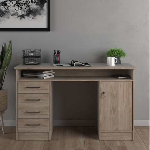 Modern Minimalist Working Desk with Easy Gliding Drawers and Storage Shelves