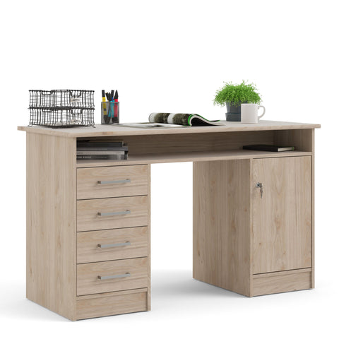 Modern Minimalist Working Desk with Easy Gliding Drawers and Storage Shelves